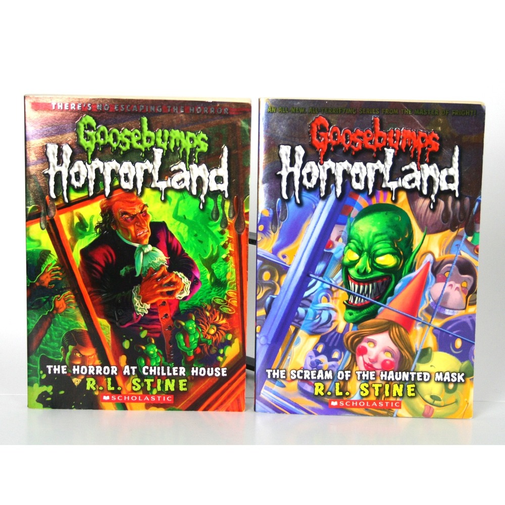Goosebumps HorrorLand R.L. Stine Book Lot of 2 Chiller House Scream Haunted Mask